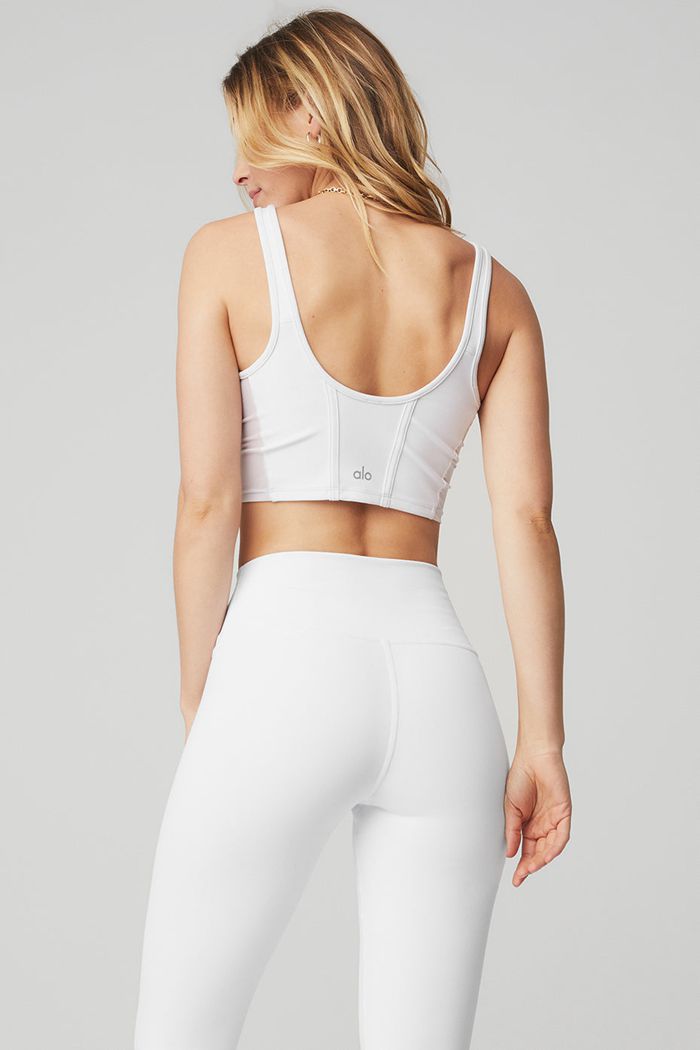 Tank Tops Alo Yoga Airbrush Mesh Corset Mujer Blancos | 418972PQU