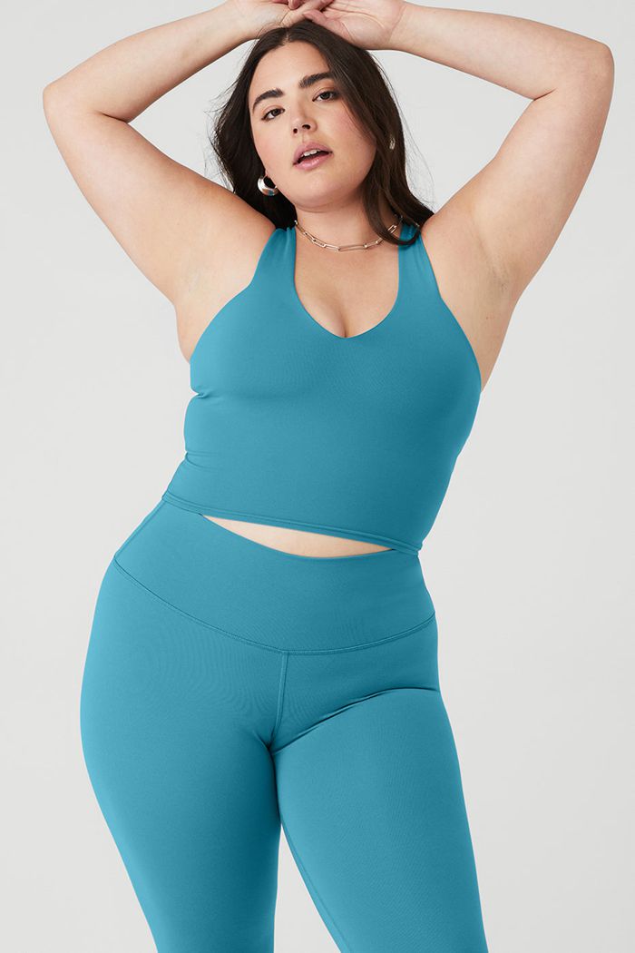 Tank Tops Alo Yoga Airbrush Real Mujer Azules | 042685IYU