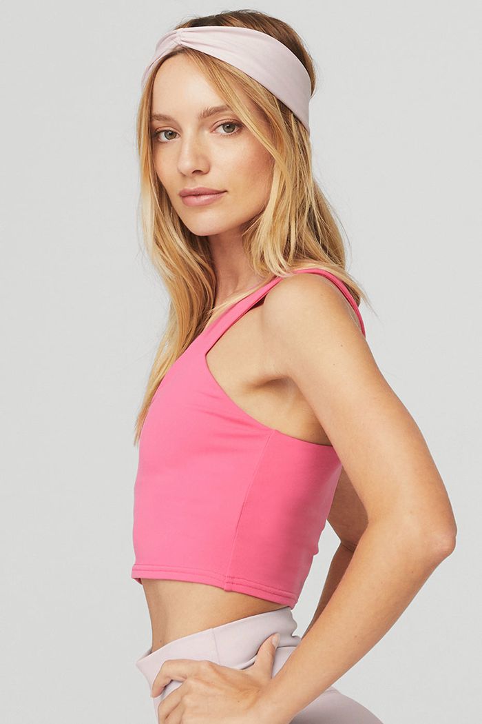 Tank Tops Alo Yoga Airbrush Real Mujer Rosas Fucsia | 490681TNO