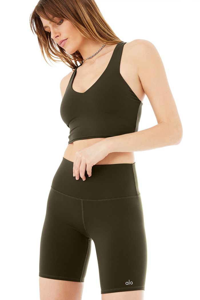 Tank Tops Alo Yoga Airbrush Real Mujer Verde Oliva Oscuro | 805213INH