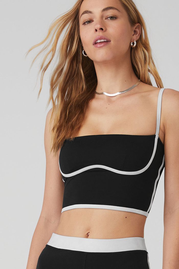 Tank Tops Alo Yoga Airbrush Stream Forro Mujer Negros Blancos | 521896KXU