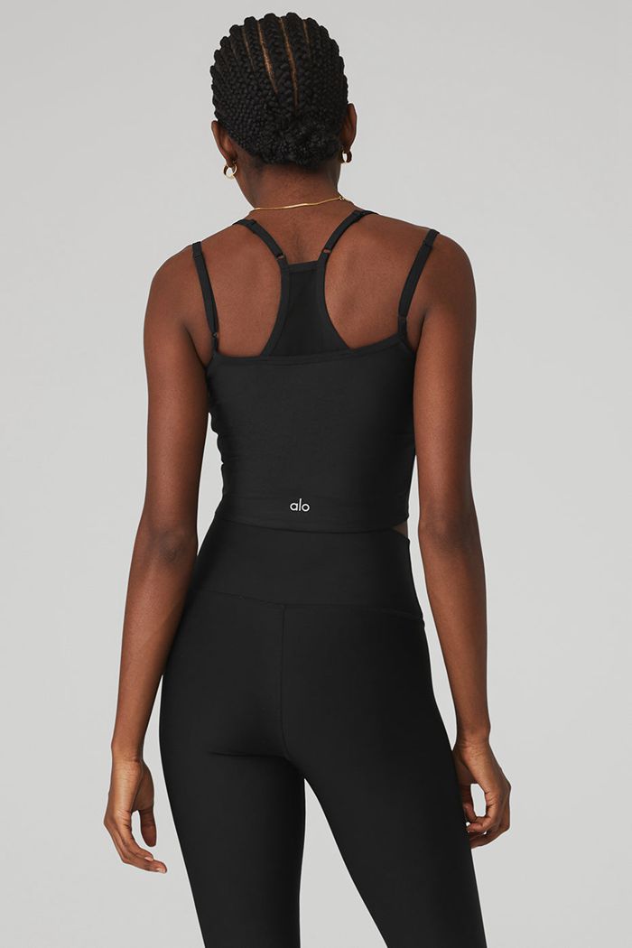 Tank Tops Alo Yoga Airlift Double Check Mujer Negros | 746095PRV