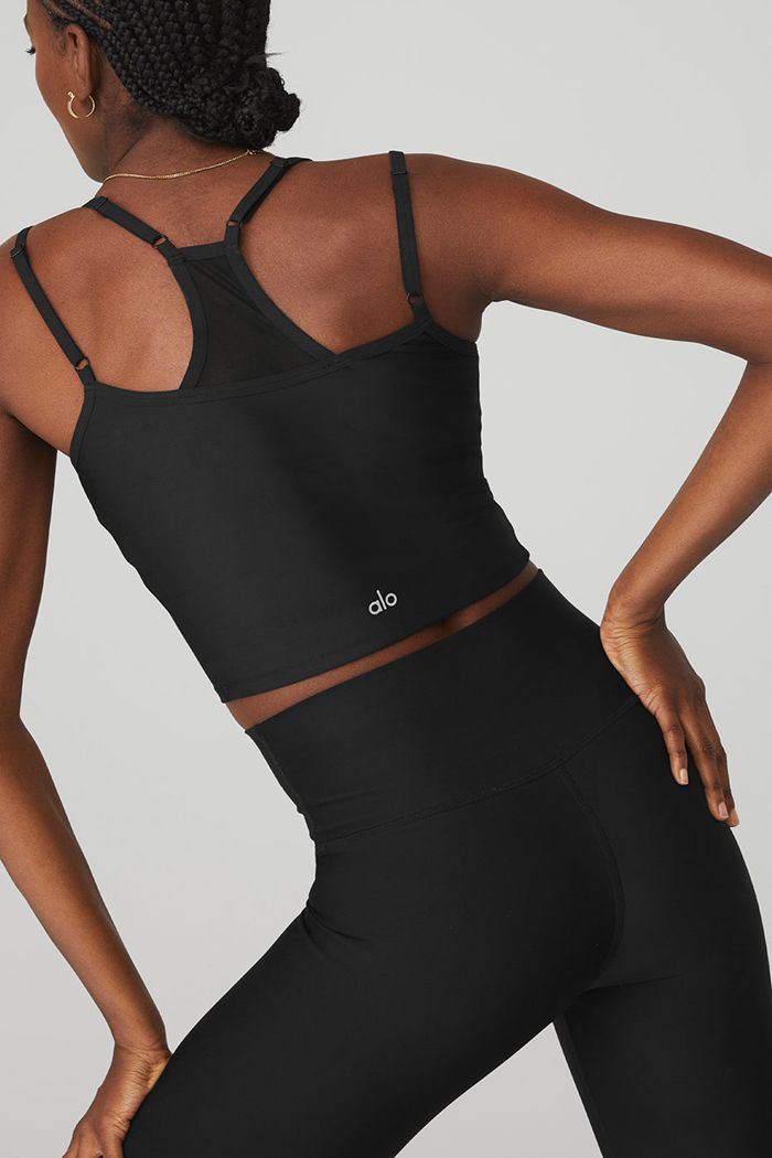 Tank Tops Alo Yoga Airlift Double Check Mujer Negros | 746095PRV