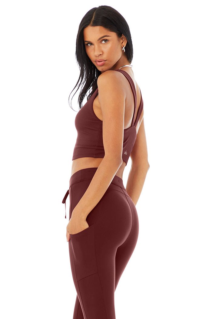 Tank Tops Alo Yoga Alosoft Ribbed Chic Mujer Rojos | 039567HYC