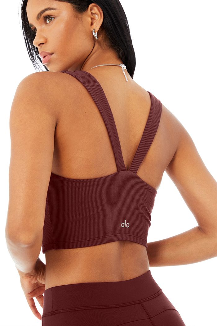 Tank Tops Alo Yoga Alosoft Ribbed Chic Mujer Rojos | 039567HYC