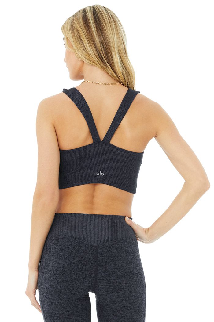 Tank Tops Alo Yoga Alosoft Ribbed Chic Mujer Azul Marino | 506873BUI