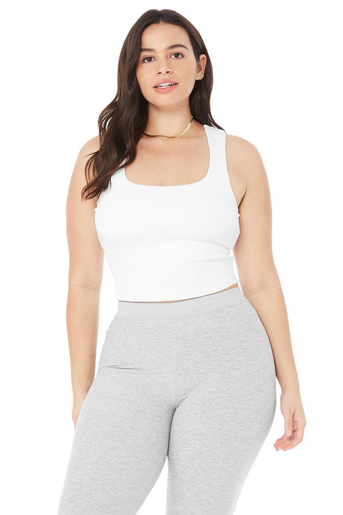 Tank Tops Alo Yoga Alosoft Ribbed Chic Mujer Blancos | 578109UAJ