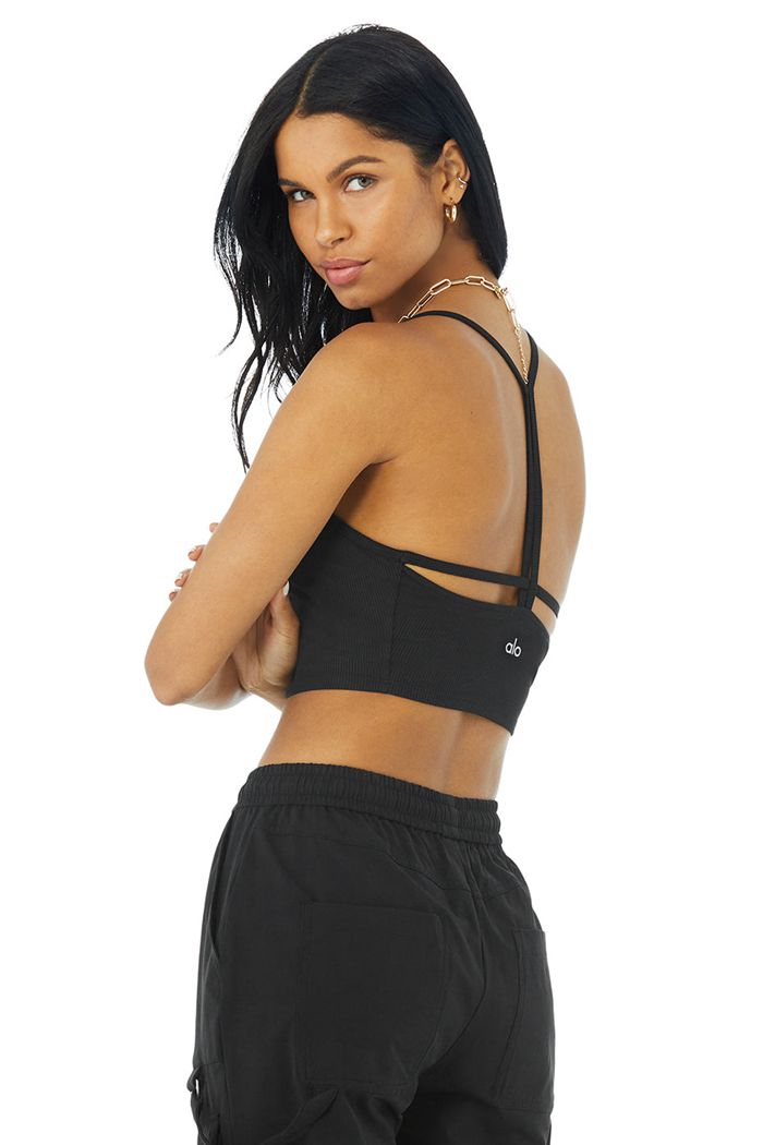 Tank Tops Alo Yoga Alosoft Ribbed Crop Calm Mujer Negros | 173692BVW