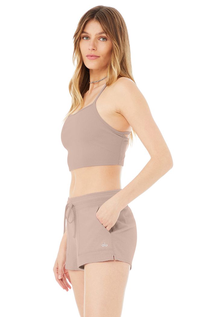 Tank Tops Alo Yoga Alosoft Ribbed Crop Calm Mujer Rosas | 527601BVW