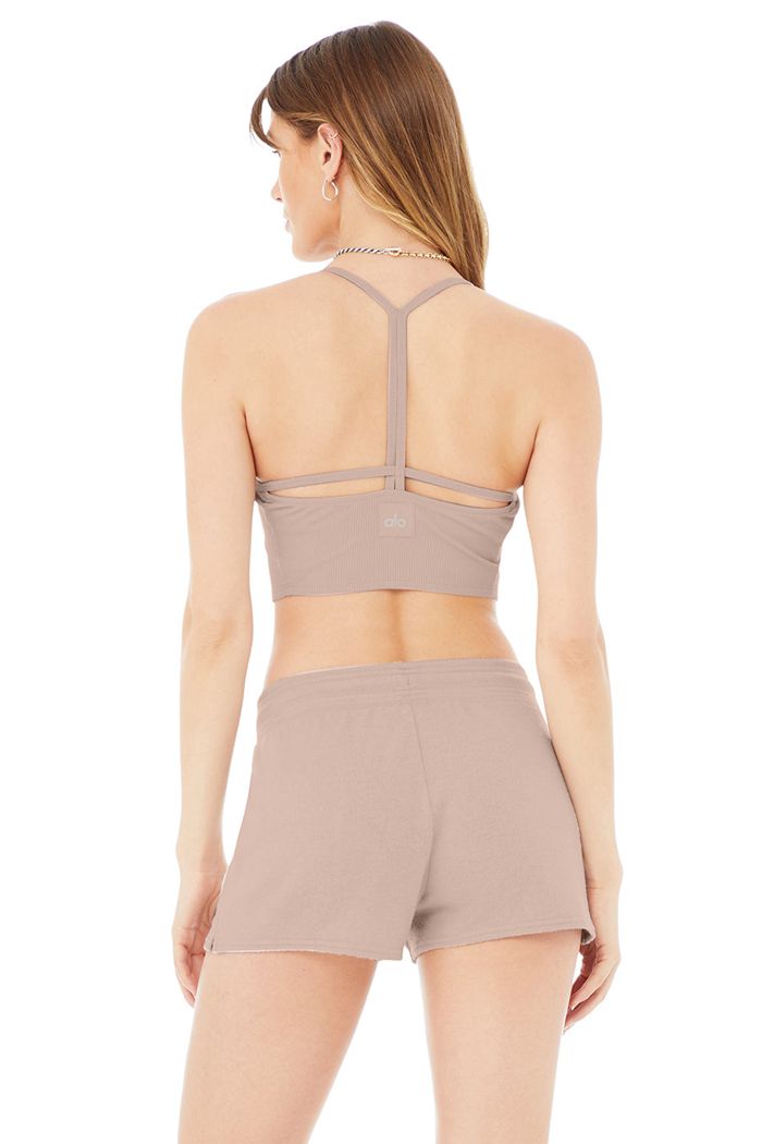 Tank Tops Alo Yoga Alosoft Ribbed Crop Calm Mujer Rosas | 527601BVW
