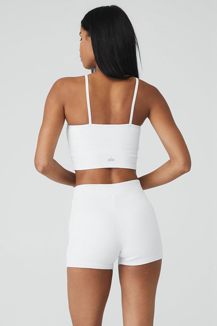 Tank Tops Alo Yoga Goddess Ribbed Cross Mujer Blancos | 703169LZN