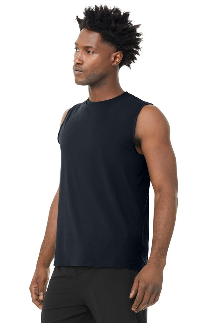 Tank Tops Alo Yoga Idol Performance Hombre Azul Marino | 187509NAR