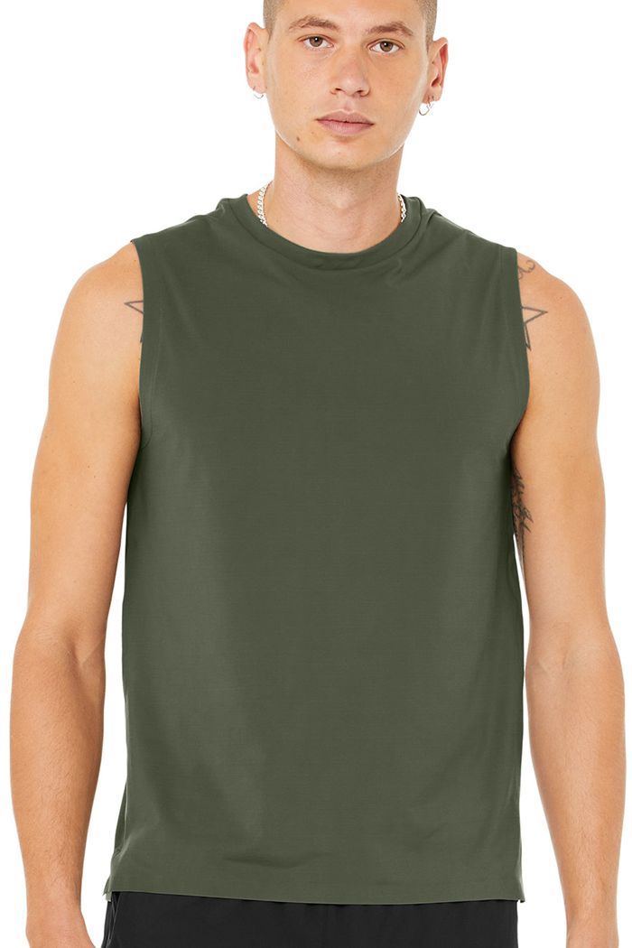 Tank Tops Alo Yoga Idol Performance Hombre Verdes Oscuro | 470268ECP