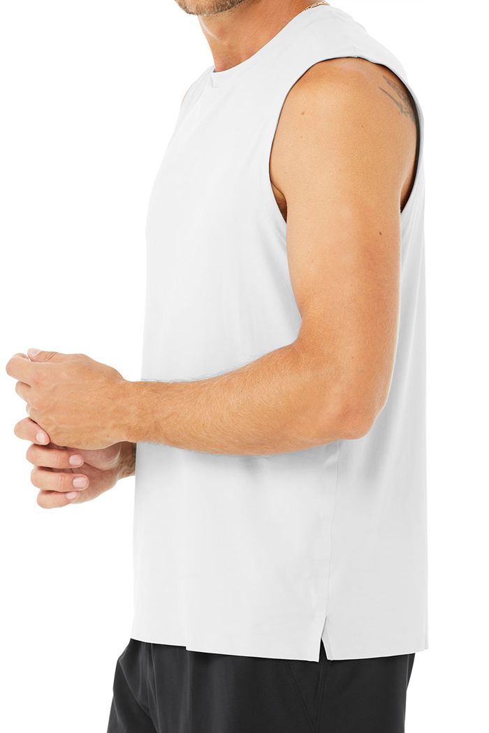 Tank Tops Alo Yoga Idol Performance Hombre Blancos | 538694CLQ