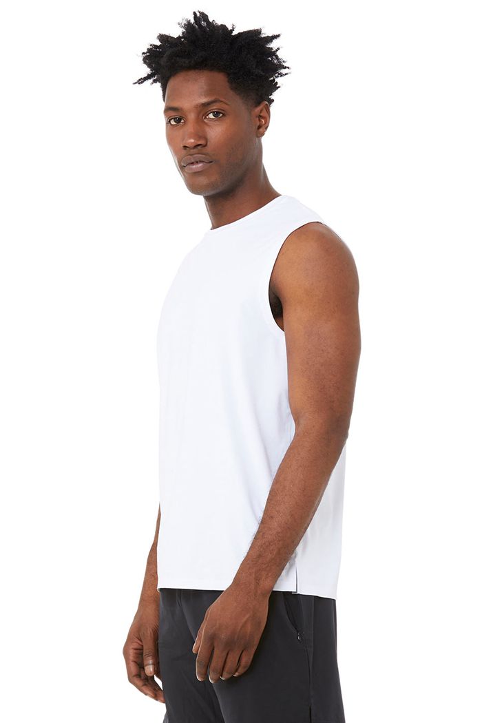 Tank Tops Alo Yoga Idol Performance Hombre Blancos | 890316CWJ