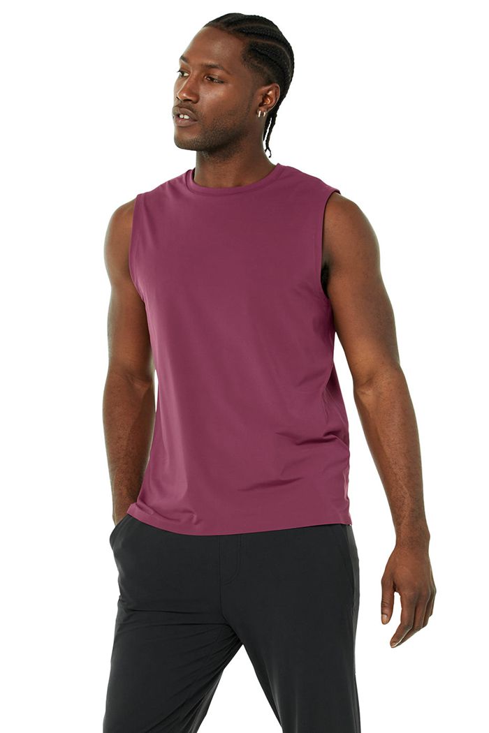 Tank Tops Alo Yoga Idol Performance Hombre Rojos | 931078HNR