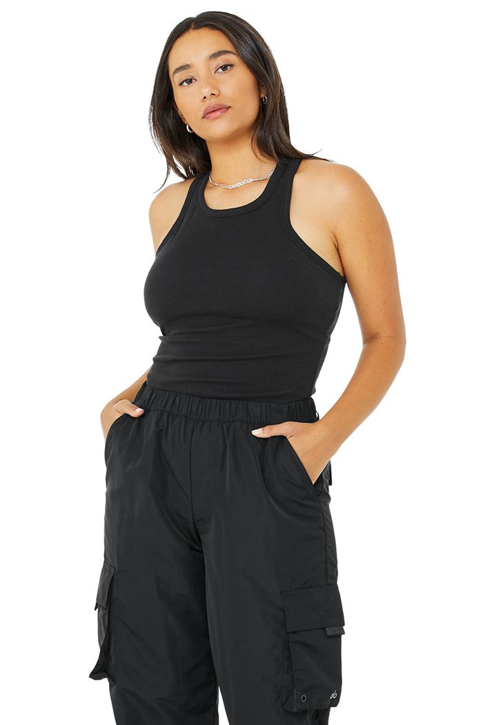 Tank Tops Alo Yoga Ribbed Aspire Full Length Mujer Negros | 190627JZL