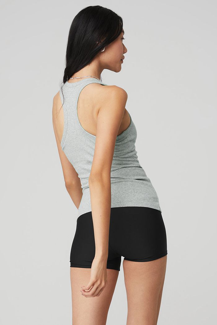 Tank Tops Alo Yoga Ribbed Aspire Full Length Mujer Grises | 489217YMS
