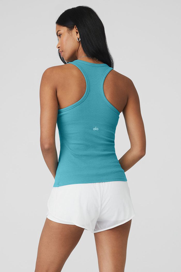 Tank Tops Alo Yoga Ribbed Aspire Full Length Mujer Azules | 643190AGI