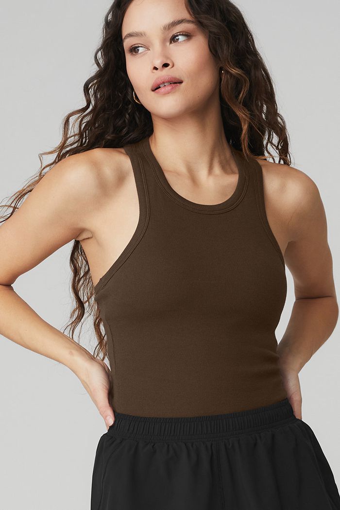 Tank Tops Alo Yoga Ribbed Aspire Full Length Mujer Negros | 812764ECG