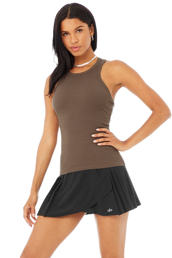 Tank Tops Alo Yoga Ribbed Aspire Full Length Mujer Marrom | 865790CLT