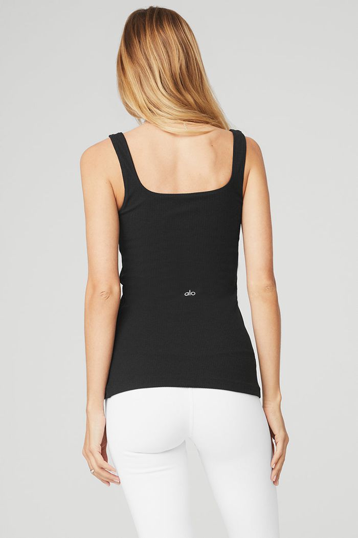 Tank Tops Alo Yoga Ribbed Minimalist Mujer Negros | 217645QSD