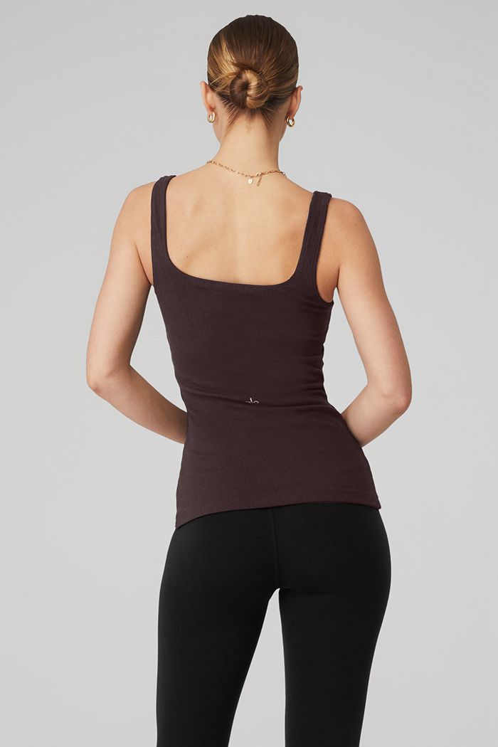 Tank Tops Alo Yoga Ribbed Minimalist Mujer Negros | 307265UJZ