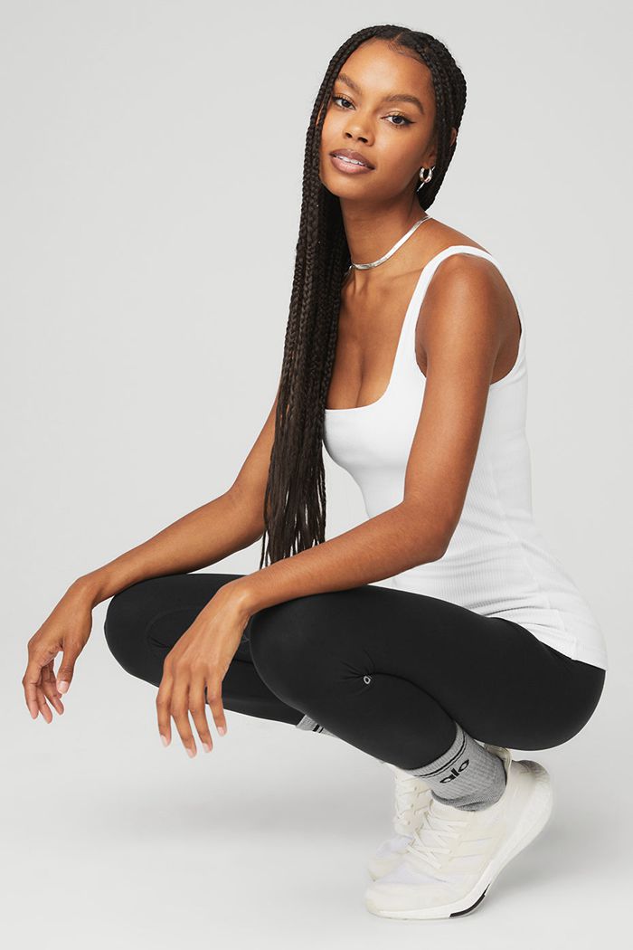 Tank Tops Alo Yoga Ribbed Minimalist Mujer Blancos | 316897PVN