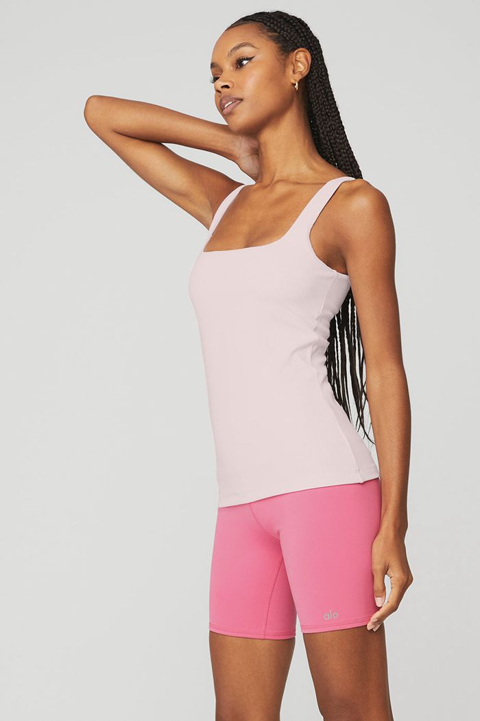 Tank Tops Alo Yoga Ribbed Minimalist Mujer Rosas | 537640XWS