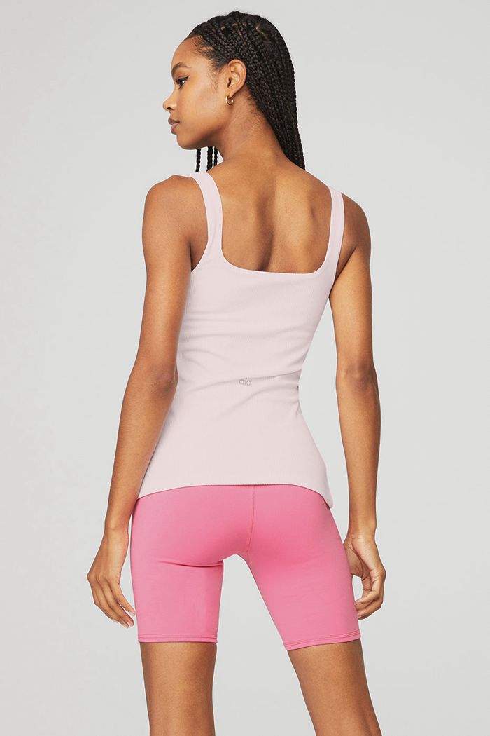 Tank Tops Alo Yoga Ribbed Minimalist Mujer Rosas | 537640XWS