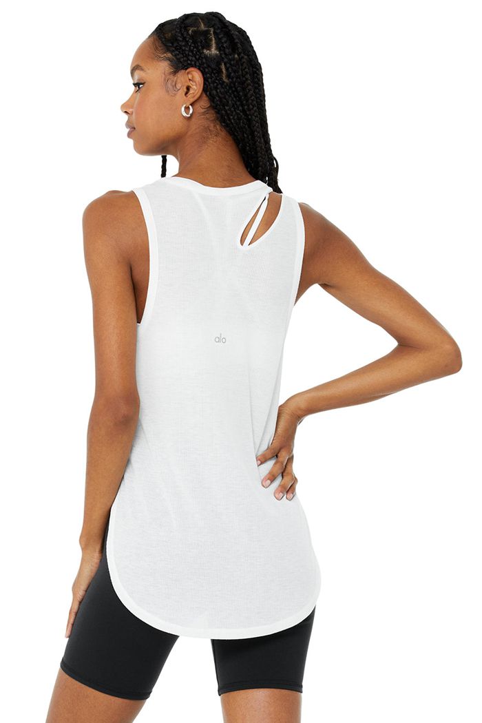 Tank Tops Alo Yoga Ribbed Peak Mujer Blancos | 412375HXW