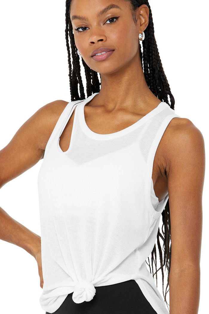 Tank Tops Alo Yoga Ribbed Peak Mujer Blancos | 412375HXW
