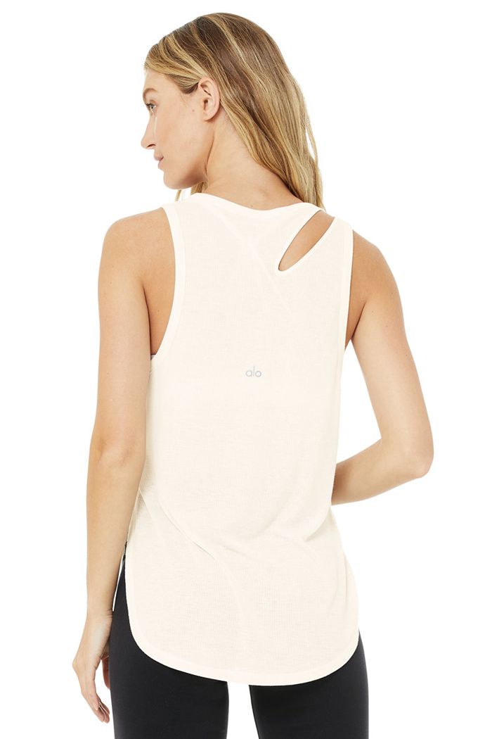 Tank Tops Alo Yoga Ribbed Peak Mujer Blancos | 564089ZHO