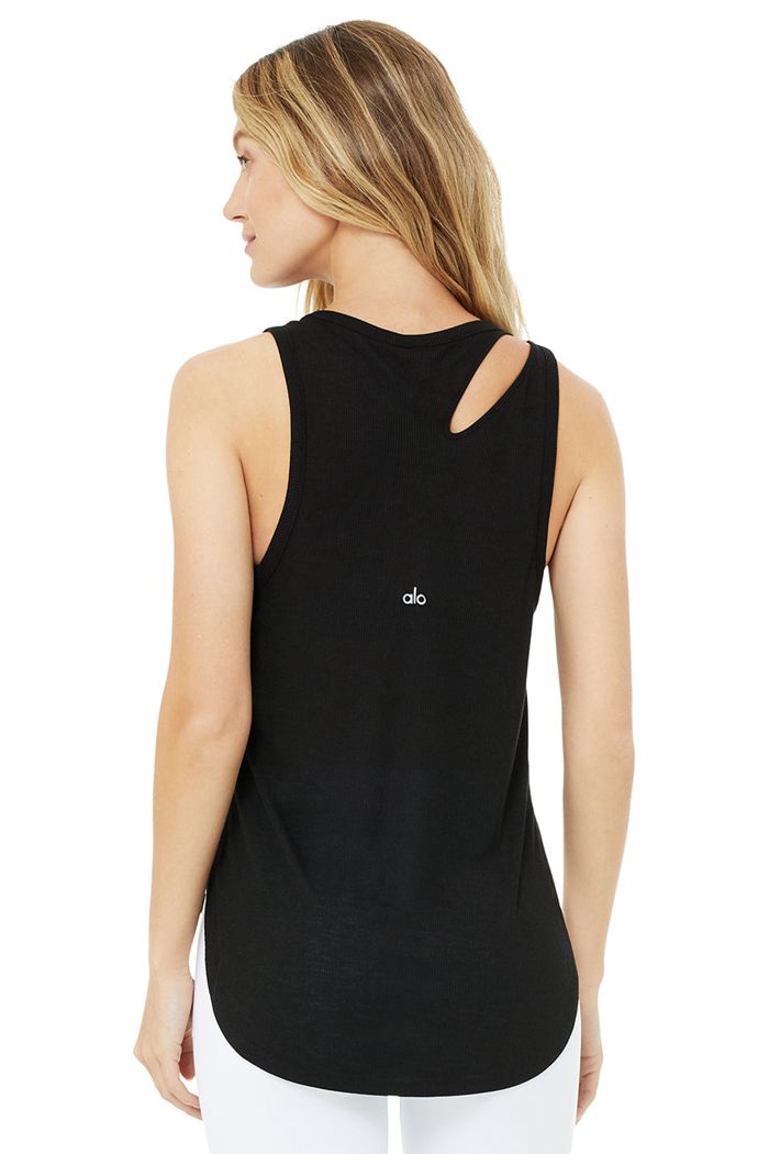 Tank Tops Alo Yoga Ribbed Peak Mujer Negros | 507823LMK