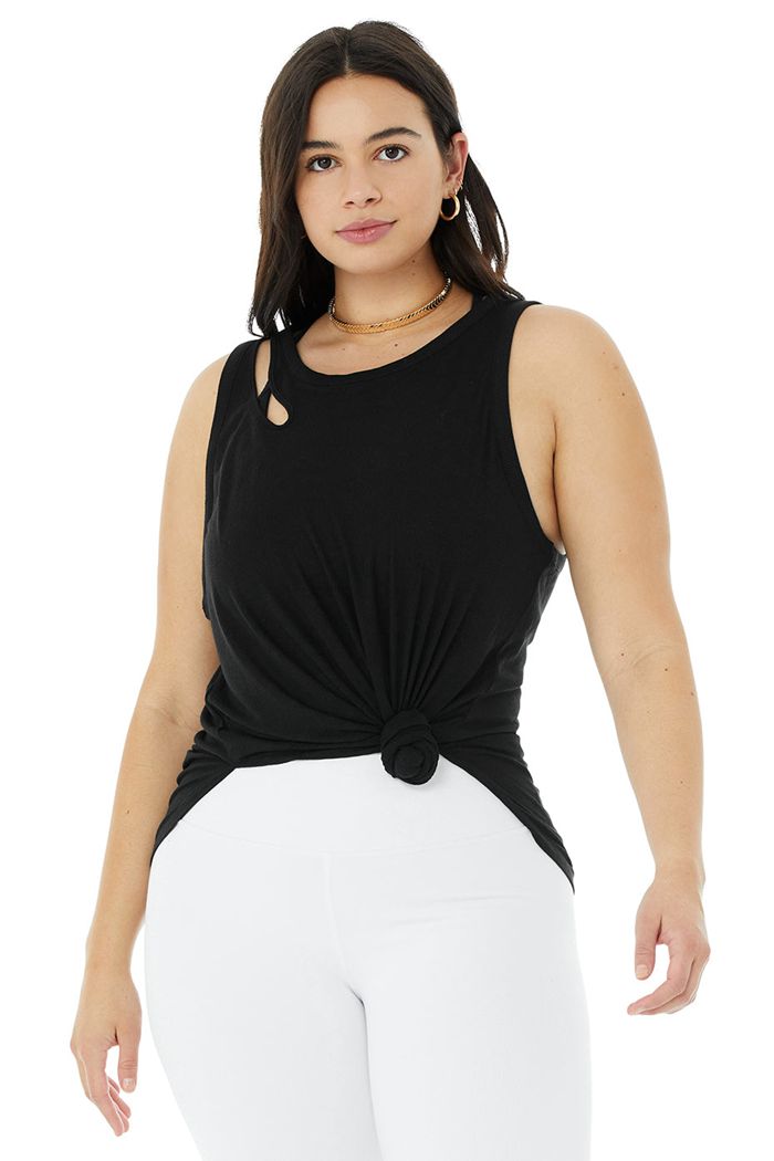 Tank Tops Alo Yoga Ribbed Peak Mujer Negros | 507823LMK