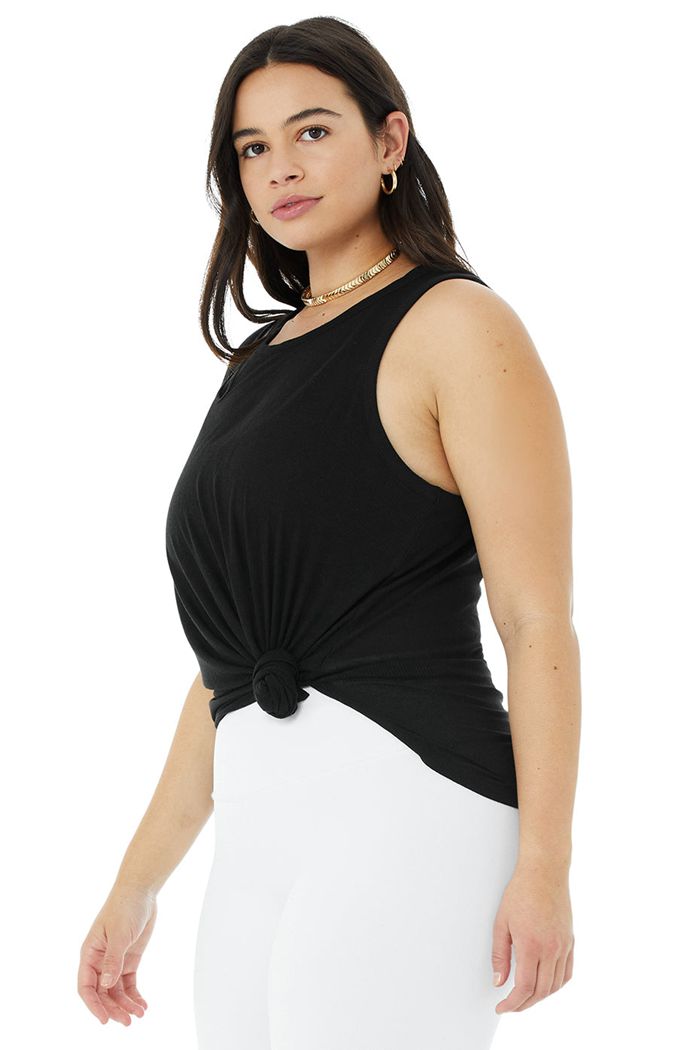 Tank Tops Alo Yoga Ribbed Peak Mujer Negros | 507823LMK