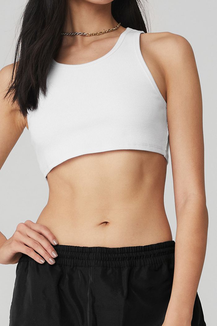 Tank Tops Alo Yoga Ribbed Vibe Mujer Blancos | 234016CPY